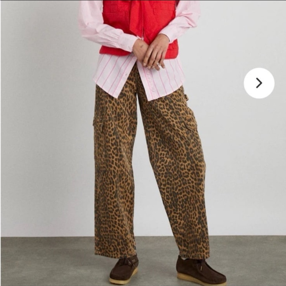NWT Damson Madder Dion Cargo Leopard Print Jeans Size 0-2 US/ 6 UK